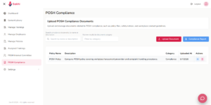POSH compliance reporting dashboard in Sakhi
